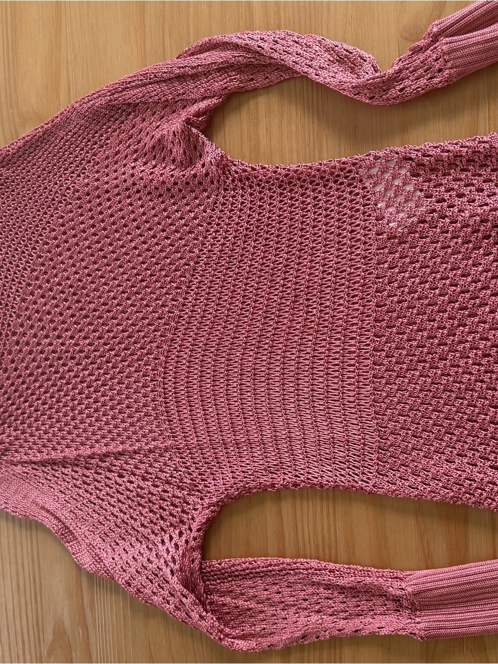 Express Open-Weave Crochet Top in Dusty Rose